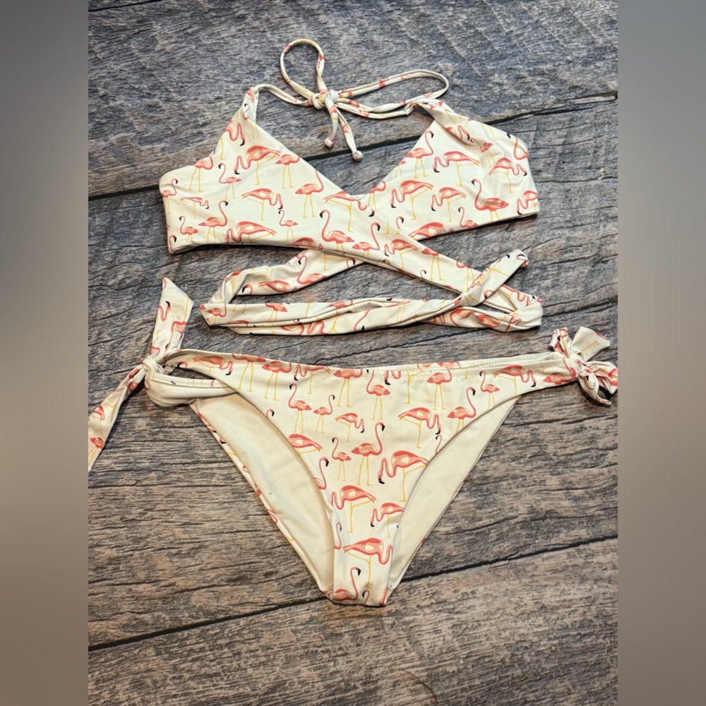 Flamingo wrap Bikini set, Extra Large